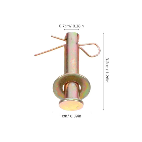Heavy Duty Metal Shear Pins With Locking Mechanism For Ceiling Fan Pulley And Receiver Trailer Hitches, 3.2cm long, metallic finish.