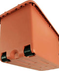 Underside view of Tomato Garden Planting Grow System with a 10 gallon planter on wheels, showcasing mobile base design