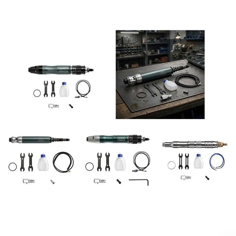Heavy Hitter Pneumatic Die Grinder Kit with High Speed Air Polisher Engraving Pen and rugged metal housing on workbench.