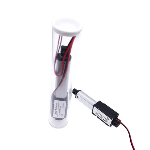 Rock Solid Electric Linear Actuator With 30 Mm Or 50 Mm Stroke Featuring Smooth DC 5V Motor in clear housing.