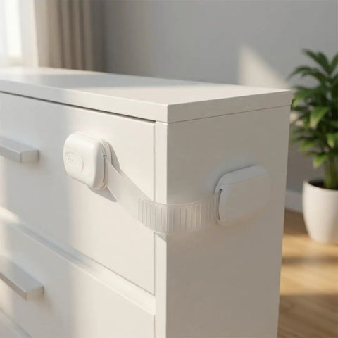 Baby Proofing And Kid Proofing Essentials Outlet Covers Cabinet Locks Drawer Safety Latches Door Stoppers And Strap Locks White 6 Pack