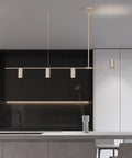 Sleek Modern 4 Light Linear Pendant Chandelier For Dining Room Kitchen Island And Living Room With GU10 Bulbs Dimmable 110V Nickel Finish 47.8 Inch Long Ceiling Light Fixture.