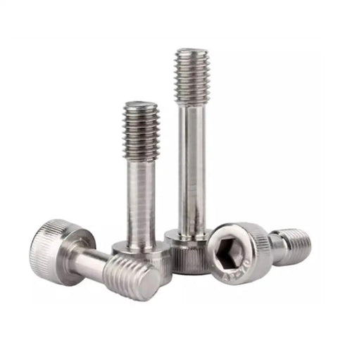 Heavy Duty M4x25mm Captive Screws With Hex Socket Cap Head Stainless Steel 5 Piece Set arranged in various angles.