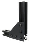 Eight Pack 10 Series Aluminum Extrusion Corner Brackets 90 Degree Right Angle L Connectors with T Slot Nuts and Bolts for 1 Inch by 1 Inch 1010 Aluminum Profiles Built for Quick DIY Builds in black, installed at a 90-degree angle.