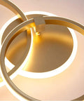 Lit Modern Ring LED Ceiling Light 40W Flush Mount Dual Gold Ring Circles For Living Room Bedroom Kitchen 6000K Cool White