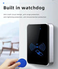 Waterproof Built Tough RFID NFC Card Reader 125KHz 13.56MHz Support RS485 Modbus RTU For Industrial PLC and Control Systems shown with hand using card