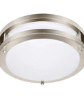 36W Dimmable LED Ceiling Light Fixture 13 Inch Flush Mount For Bedroom Kitchen Bathroom Hallway Stairwell Ultra Bright 3200 Lumens 3000K Warm White No Fuss Install brushed nickel close-up
