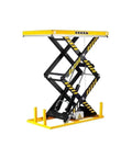 Heavy Duty Electric Hydraulic Work Table No Sweat Operation Adjustable Height Up To 178 cm with yellow and black design.