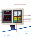 Heavy Duty Industrial Floor Scale With Digital Display And Foldable Platform showing control panel with buttons and red displays.