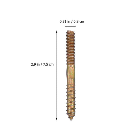 50 Pcs Self Tapping Hanger Bolts Double Headed Carbon Steel Fasteners, 2.9 in length, for Wood Furniture Joints DIY Projects.