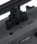 Close-up of T15 2.4GHz ELRS Radio Controller's built-in ExpressLRS module and connection ports for FPV drones and RC models.