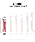 Red Sprint Bike Repair Stand With Tripod Base And Dropout Style Mount Built To Last Compact Workstand displayed folded