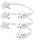 Flat Plug Extension Cord 1 Ft White 90 Degree Right Angle No Block Outlets Low Profile Wall Friendly Space Saving 3 Prong Indoor Grounded Small Power Cord 16 AWG 13A 1625W Pack Of 3 shown in a 3-pack