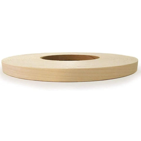 Maple Edge Banding Roll 13/16 Inch By 250 Feet Pre Glued Iron On With Hot Melt Adhesive Wood Veneer Tape Smooth Sanded Finish For Furniture And DIY Projects Made In USA, side view