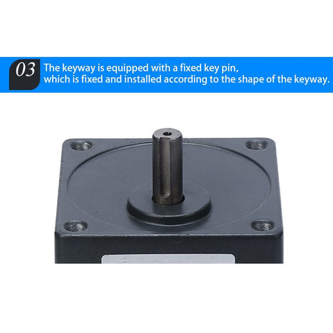 110V 40W AC Geared Motor With Variable Speed Controller For Single Phase Power 90 RPM Beefy Torque Gear Motor With 1To15 Reduction Quiet Operation Governor Included And Easy Speed Adjust showing fixed key pin