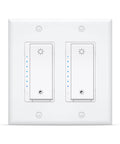 Front view of Smart Wi Fi Dimmer Switch 2 Gang For Alexa And Google Assistant Plug And Play Setup In Wall Dimmer
