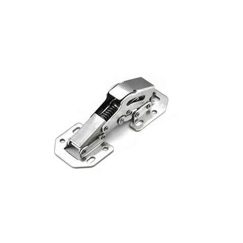 Close-up of 4 Piece DIY Cabinet Hinge Set For Face Frame Cabinets, 90 Degree Soft Close Hydraulic Door Hinges in stainless steel.