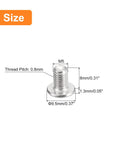 Top Shelf 304 Stainless Steel M5 0.8 X 8 Mm Flat Round Head Phillips Drive Machine Screws 20 Pack showing dimensions and specifications.