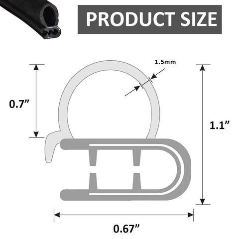 VUAOHIY automotive weather stripping door seal with side bulb; 20 ft rubber gasket for cars, trucks, boats