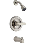 13 Series 2-Spray Bathtub And Shower Faucet Trim Kit In Brushed Nickel Finish With Stainless BT13410-SS, Shower Head And Handle