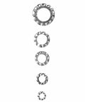 Different sizes of washers from 700 Piece Galvanized Toothed Washer Set Including Flat And Lock Washers M3 To M8 Assortment Kit