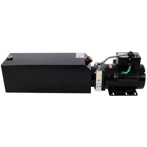 Heavy Duty Hydraulic Power Unit Pump For Car Lifts And Auto Shop Equipment With Integrated Safety Valve Prevents Oil Leakage Versatile Sae Connector Single Actin Design Smooth Stable Lifting, black pump with pressure relief valve.