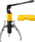 Shop Favorite Hydraulic Bearing Puller With Versatile Two Or Three Jaw Gear Separator Setup Built For Grease Monkey Workshops features yellow cylinder and silver jaws.