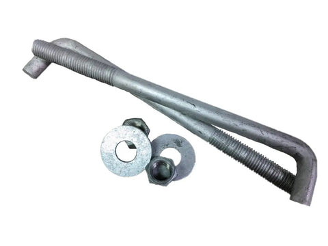 Hot Dip Galvanized Anchor Bolts For Concrete And Outdoor Use, Rugged Steel Fasteners With Twelve Inch Length, Three Quarter Inch Diameter