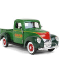 1940 Ford Oliver Pickup Die Cast Model 1/24 Scale Display Truck With Opening Cab Doors And Tailgate, Green Finish, 3/4 Front View