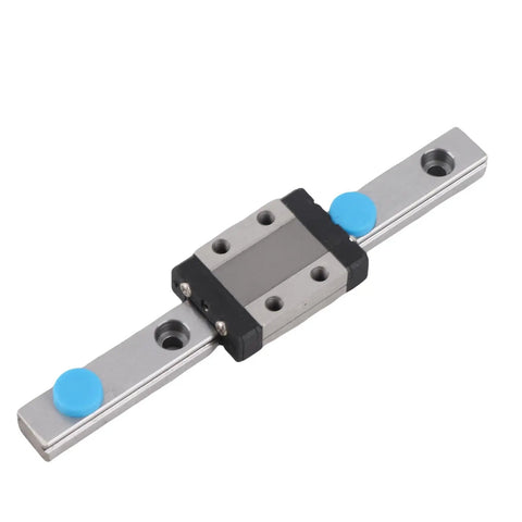 LML9B Miniature Linear Guide Rail 9mm Width with Slide Block, showing 4-point contact design and lubrication system, for precision equipment.