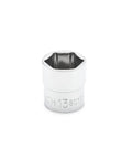 12 Piece 1/4 Inch Drive 6 Point Stubby Metric Socket Set With Low Profile Design, chrome finish, single socket close-up