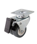 Inch Twin Swivel Casters with 360 Degree Plate Heavy Duty, durable gray rubber wheel with metal bracket for furniture mobility.