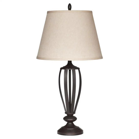 Two Pack Table Lamps With Open Concept Oil Rubbed Bronze Metal Bases And Fabric Hardback Shades, 29.75 Inch Tall, Dual 3 Way Switches, Almost Black Finish For Modern Living Room Lighting