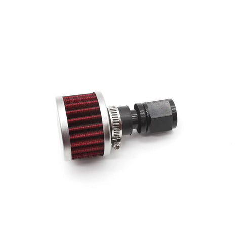 18mm Fuel Cell Breather Vent With 10AN Female Fitting And Air Filter Rebuild Kit side view