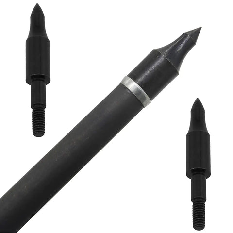 Carbon Steel Archery Tips 150 Grain Arrowheads 12 Pack 48x8mm Black Jacket Arrowheads close-up view