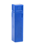 End mill storage case, blue plastic for HSS end mills, front view