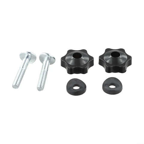 Pro Grade 2 Pack Lawn Mower Handle Knob Bolt Kit For Toro Models Fast Fix Damaged Controls Brings Back Pro Quality Grip And Stability On Your Ride Or Walk Behind Mowers So You Can Get Your Yard Work Done With Total Ease Every Single Time silver bolts and black rubber knobs