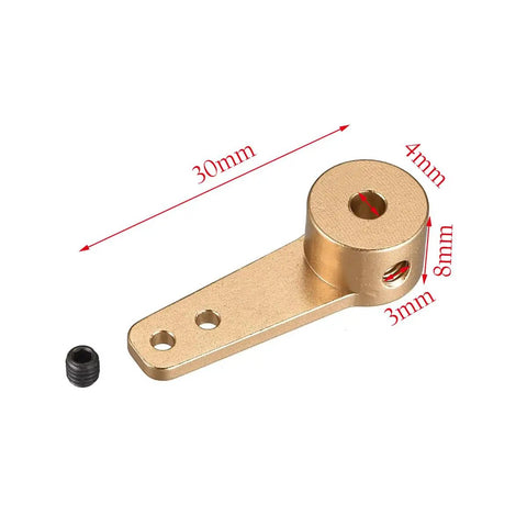 Beefed Up Aluminum RC Aircraft Servo Arms 4mm Steering Arms for Quadcopters and Fixed Wing Drones, shown with dimensions