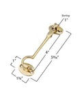 Durable Brass Storage Hook With Swivel Eye Latch For Cabinets And Doors, Easy Install, Rust Resistant, size dimensions labeled