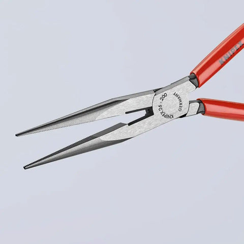 Long Nose Pliers With Cutter, 8-Inch, Snipe Nose Side Cutting Pliers With Stork Beak Jaws on white background