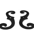 Old School Vintage S Style Cast Iron Window Shutter Dogs With Rust Resistant Powder Coat For Outdoor Use Includes Mounting Screws Six Point Five Inch Pack Of Two Pairs Decorative Hardware For Classic Home Shutters showing black S-shaped tools on white background