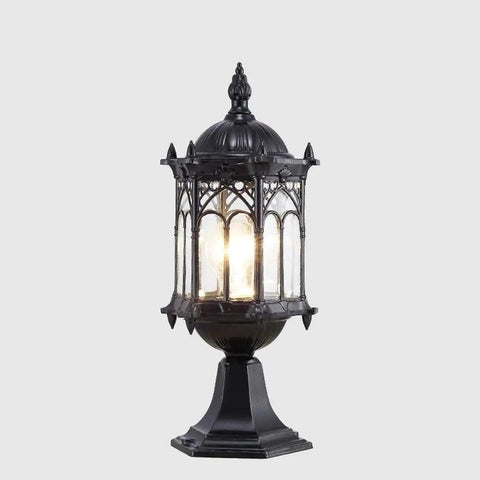 JUDYSSY Security Lights Outdoor/lot Led Flood Light Outdoor Floodlight Spotlight IP67 Waterproof Street Lamp Lighting for Garden, Backyard, Garage, Doorways，， black elegant outdoor lamp with a decorative design.