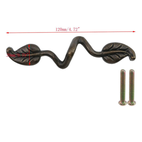 Leaf Shape Drawer Pull Handle Set 6 Pieces 3 Inch Hole To Hole Bronze Twig Branch Cabinet Pulls with screws shown