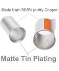 Close-up of Assorted Copper Wire Ferrules And Pin Terminals Kit With Tinned Matte Tin Plating For Top Conductivity 99.9 Percent Pure Copper