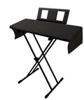 Waterproof Stretchy Keyboard Piano Cover For 61 To 88 Keys on a digital keyboard with a music stand, showing dust protection
