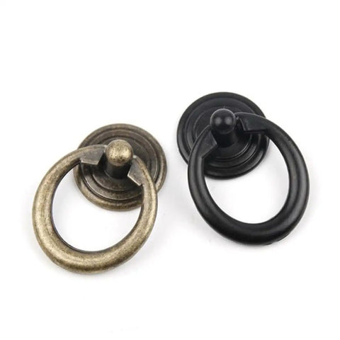 Go To Vintage European Style Zinc Alloy Cabinet Knobs And Mini Drawer Handles Set In Black And Antique Bronze, front view