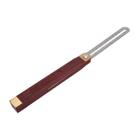 Top Tier Woodworking T Bevel Gauge With Rosewood Handle, smooth stainless steel blade, inch and metric scales for precision.