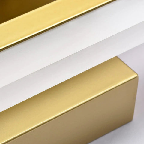 Close-up of brushed gold finish on 24 Inch LED Vanity Light Bar In Brushed Gold Finish For Modern Bathrooms Over Mirror With Shadow Free Illumination