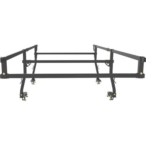 Heavy Duty Steel Utility Truck Rack With 1000 Pound Load Capacity Adjustable For Most Full Size Beds, side view, black steel frame.