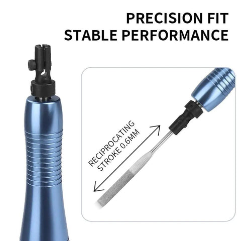 Close-up of Beast Pro Grade Turbine Pneumatic Die Grinder Kit showing blue handle and reciprocating stroke detail.